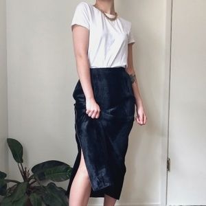 90s Black Faux Fur Skirt